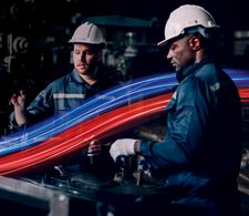 Trem maria fumaça com elemento do logo Mobil